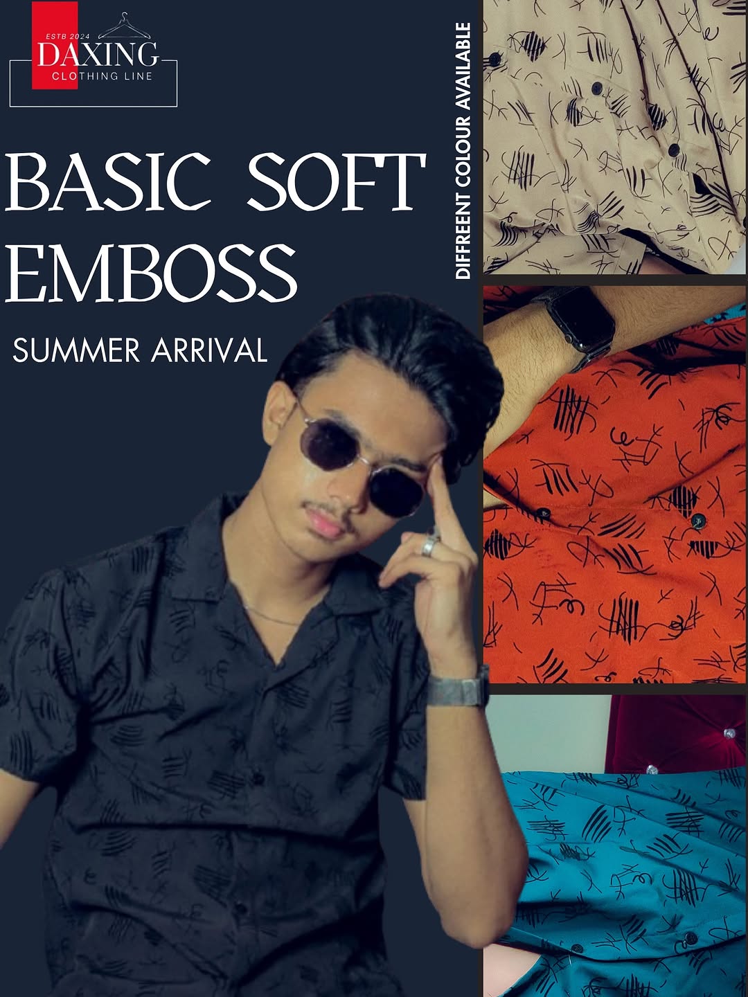 BASIC SOFT EMBOSS_🎨 Available Colors__Black _ Orange _ Beige _ Mint Green__📸 Note_ Shirt colors may slightly vary from the pictures due to lighting _ (