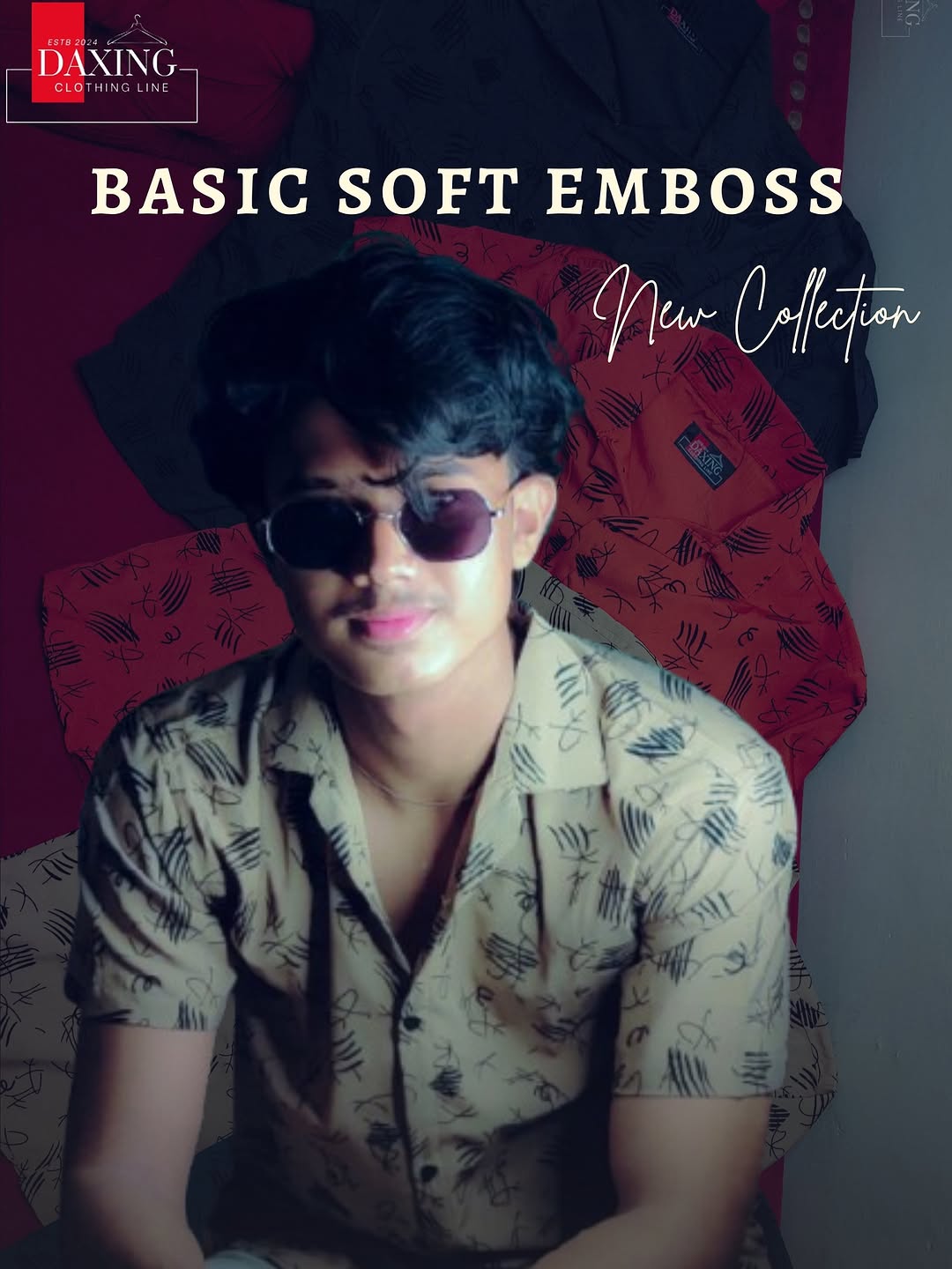 BASIC SOFT EMBOSS_🎨 Available Colors__Black _ Orange _ Beige _ Mint Green__📸 Note_ Shirt colors may slightly vary from the pictures due to lighting __1